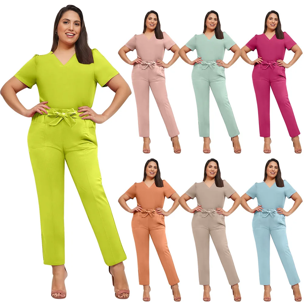 Slim Fit Women Scrubs Sets Hospital Medical Uniforms Beauty Salon Spa Work Suits Nurses Accessories Dental Clinic Lab Workwear