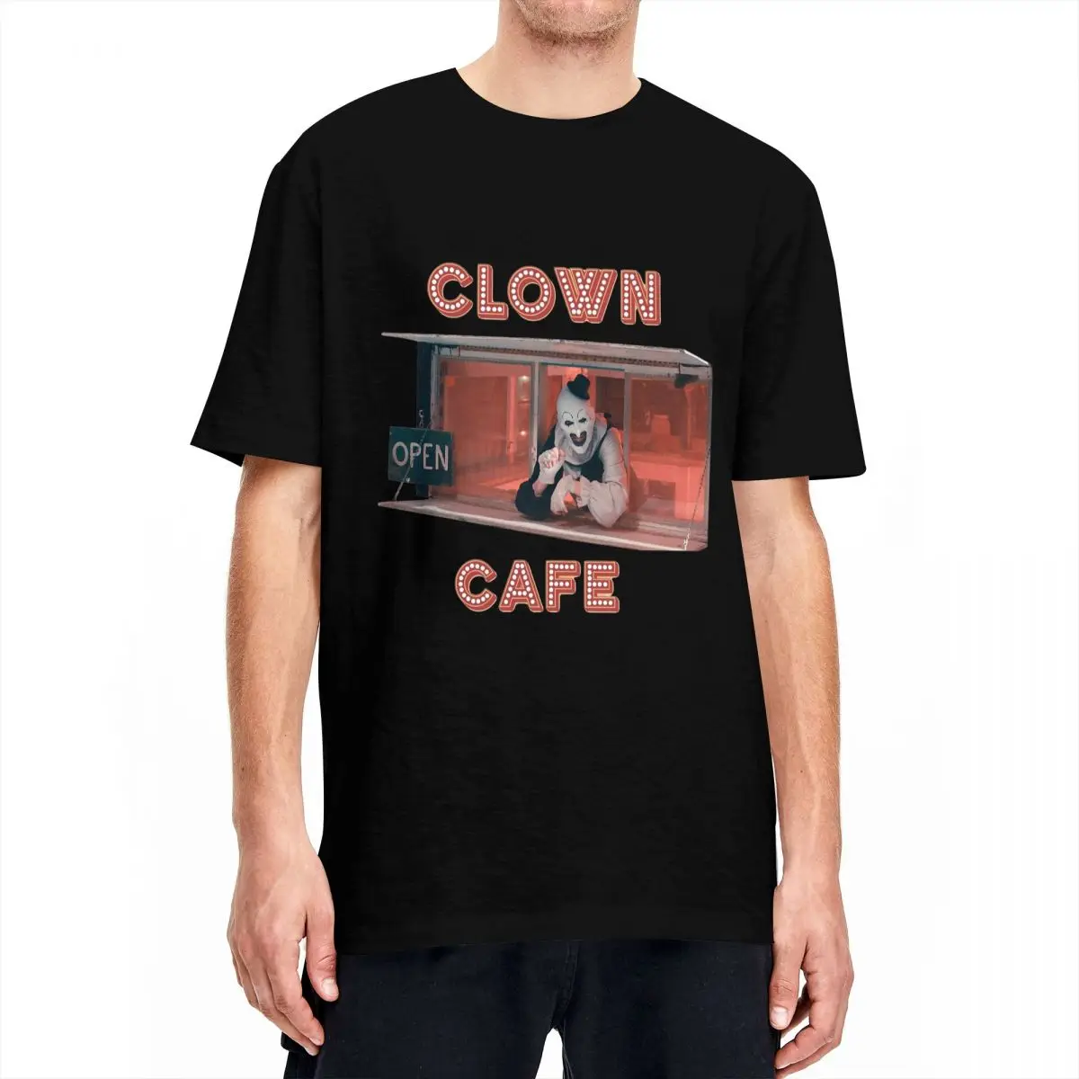 Men Women Terrifier Clown Cafe T Shirts Cotton Tops Humorous Short Sleeve Crew Neck Tees Gift Idea T-Shirt