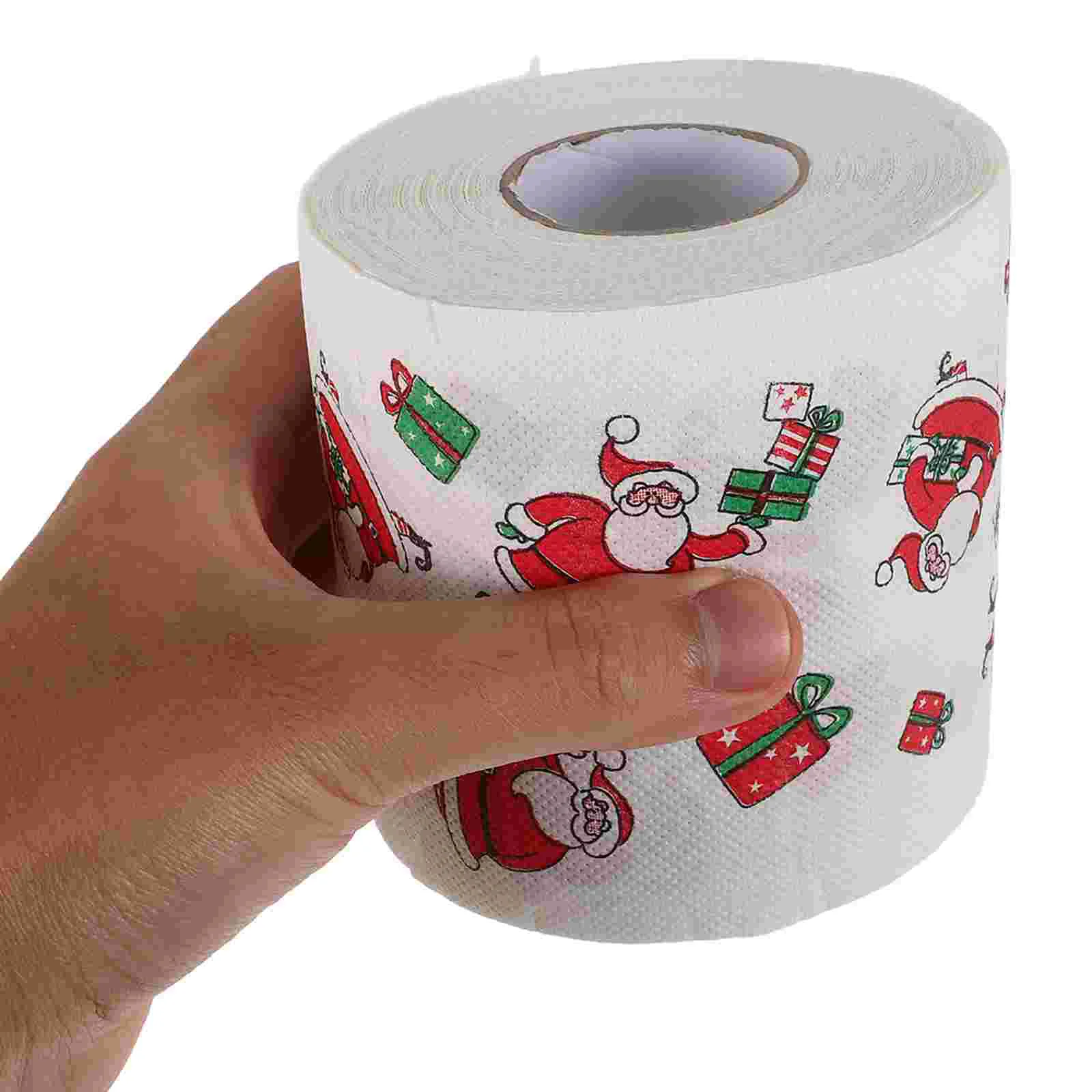 4 Rolls Christmas Toilet Paper Novelty Napkin Funny Bathroom Supplies Xmas Dinner Papers Santa Napkins