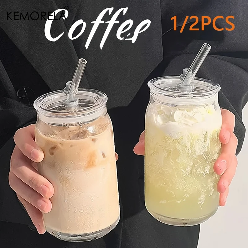 1-2-copos-de-vidro-borossilicato-de-alta-qualidade-500ml-reutilizaveis-e-resistentes-ao-frio-e-ao-calor-inclui-canudo-e-tampa-para-leite-e-cafe
