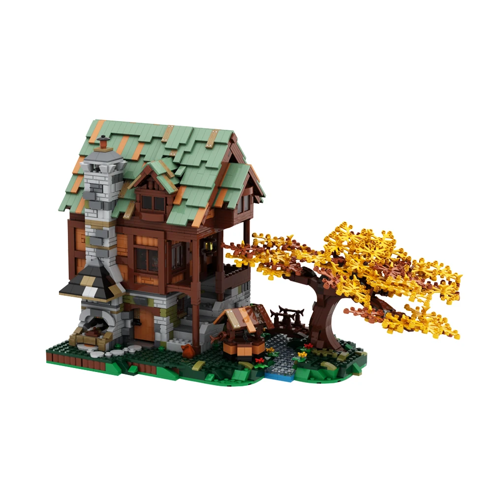 

Gobricks MOC City Street View Old Blacksmith's Shop for Tools Model Building Block Ideas Medieval Cottage Bricks Toys Kids Gift