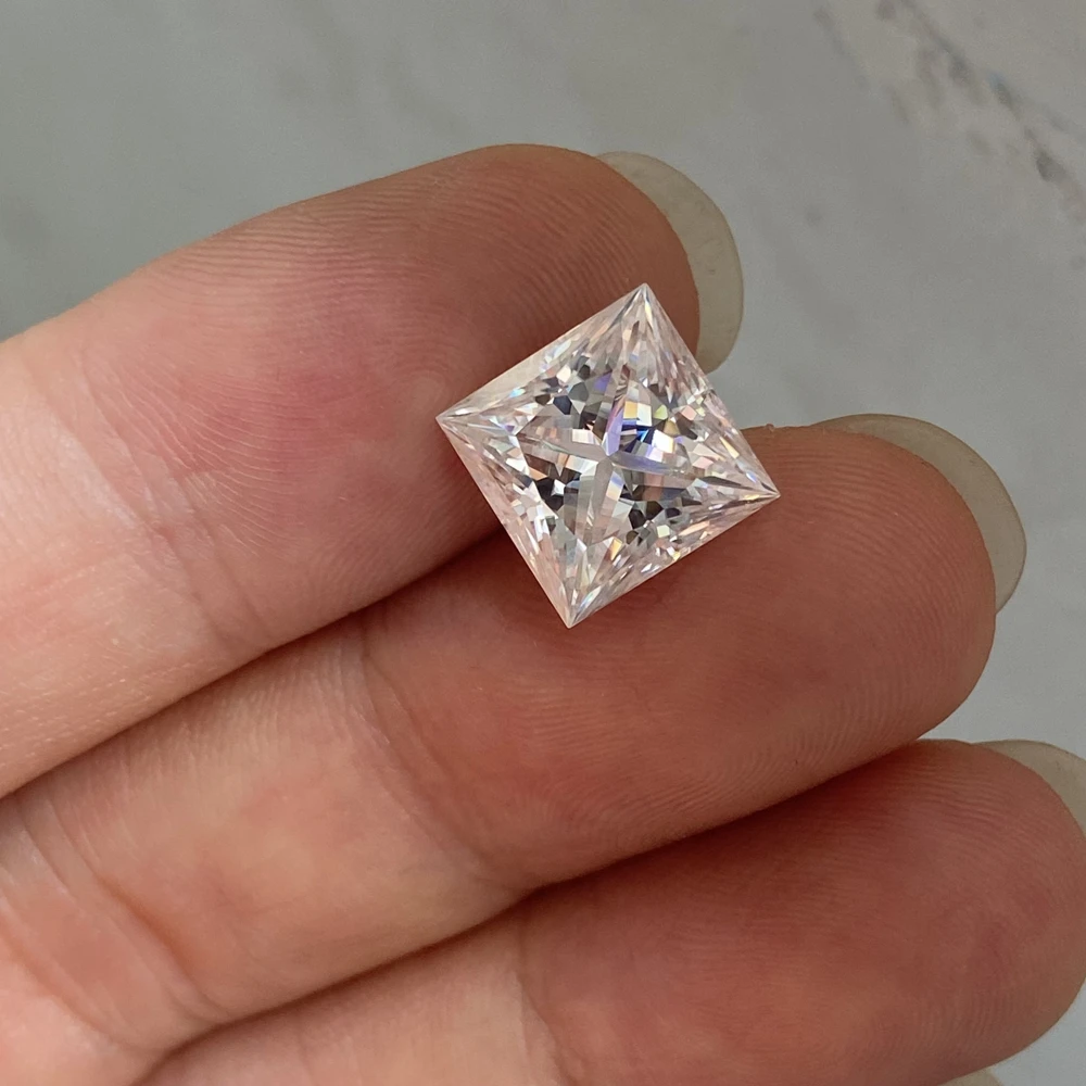 Moissanite Loose Stone Princess Square White  Colour Gemstone Lab Created Diamond Jewelry Making Materials With GRA Certificate