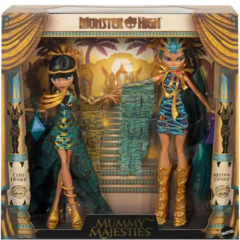 New Surprise Doll Monster High Mummy Majesties Cleo and Nefera  De Nile Two-Pack Toy Set Gifts for Girls