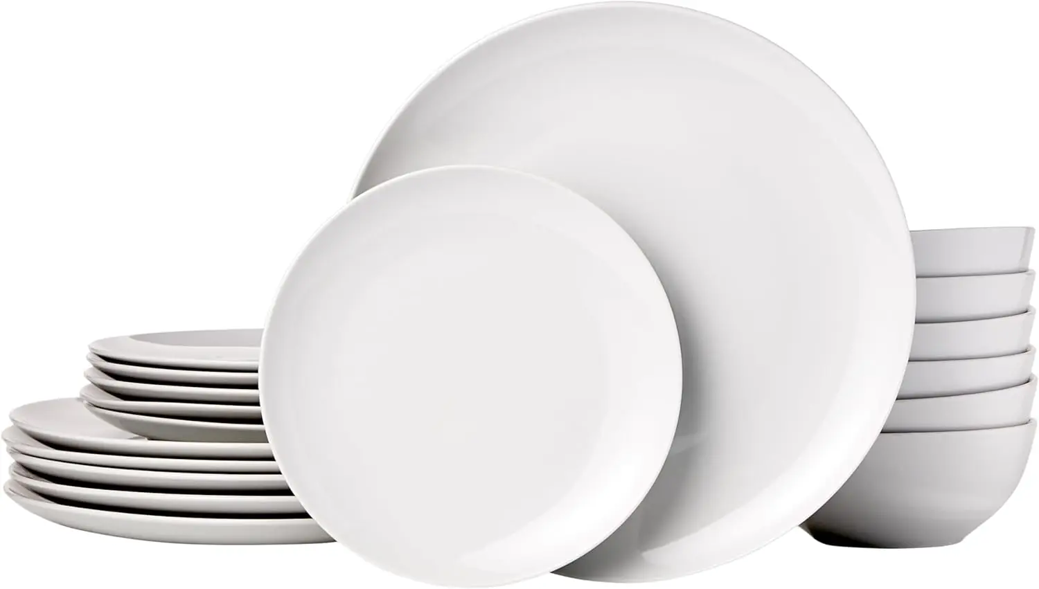 

18-Piece White Porcelain Dinnerware Set, Service for 6, Microwave & Dishwasher Safe