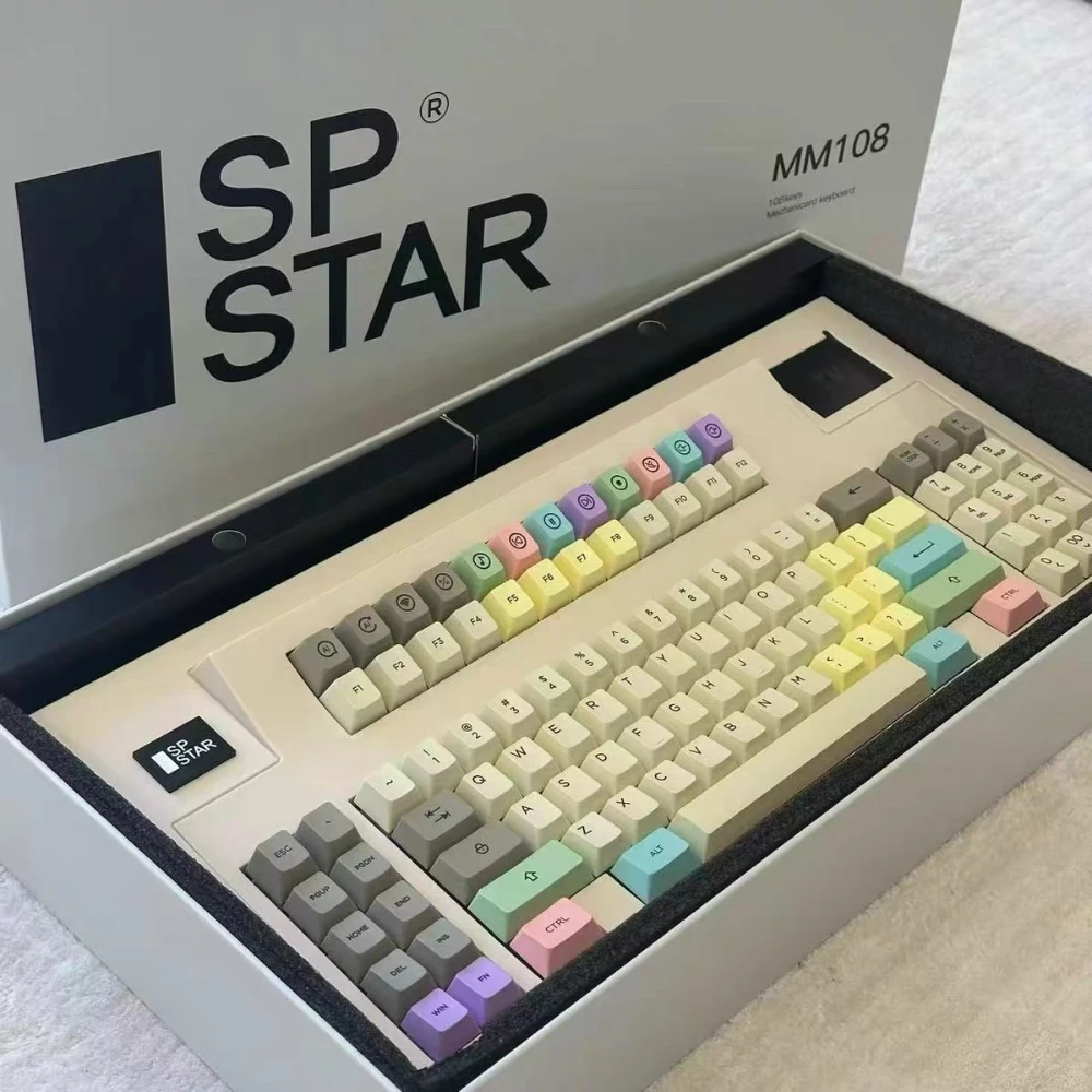 SPSTAR MM108 Mechanical Keyboard Wireless Tri-Mode GASKET Hot-swap Custom Screen Large Size Retro Office Gaming Keyboard Win Mac