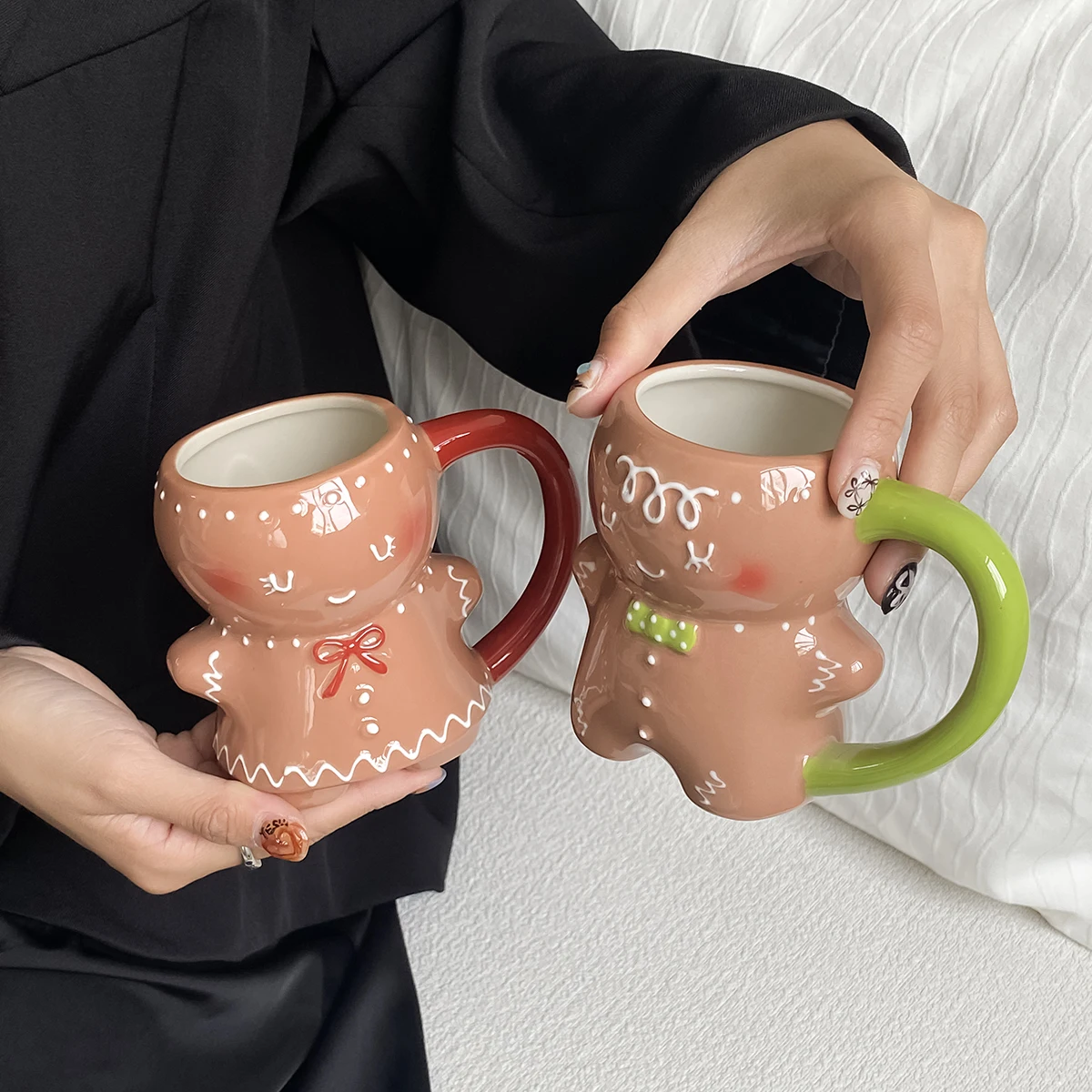 1 قطعة 320 مللي التصميم الأصلي لطيف الزنجبيل رجل السيراميك القدح ، لطيف الكرتون نمط فنجان القهوة كوب حليب ، مناسبة للديكور المنزل ، عطلة كوب الشرب كوب الإفطار عالي المظهر كوب لاتيه ، هدية عيد الميلاد ، هدية هدية هدية