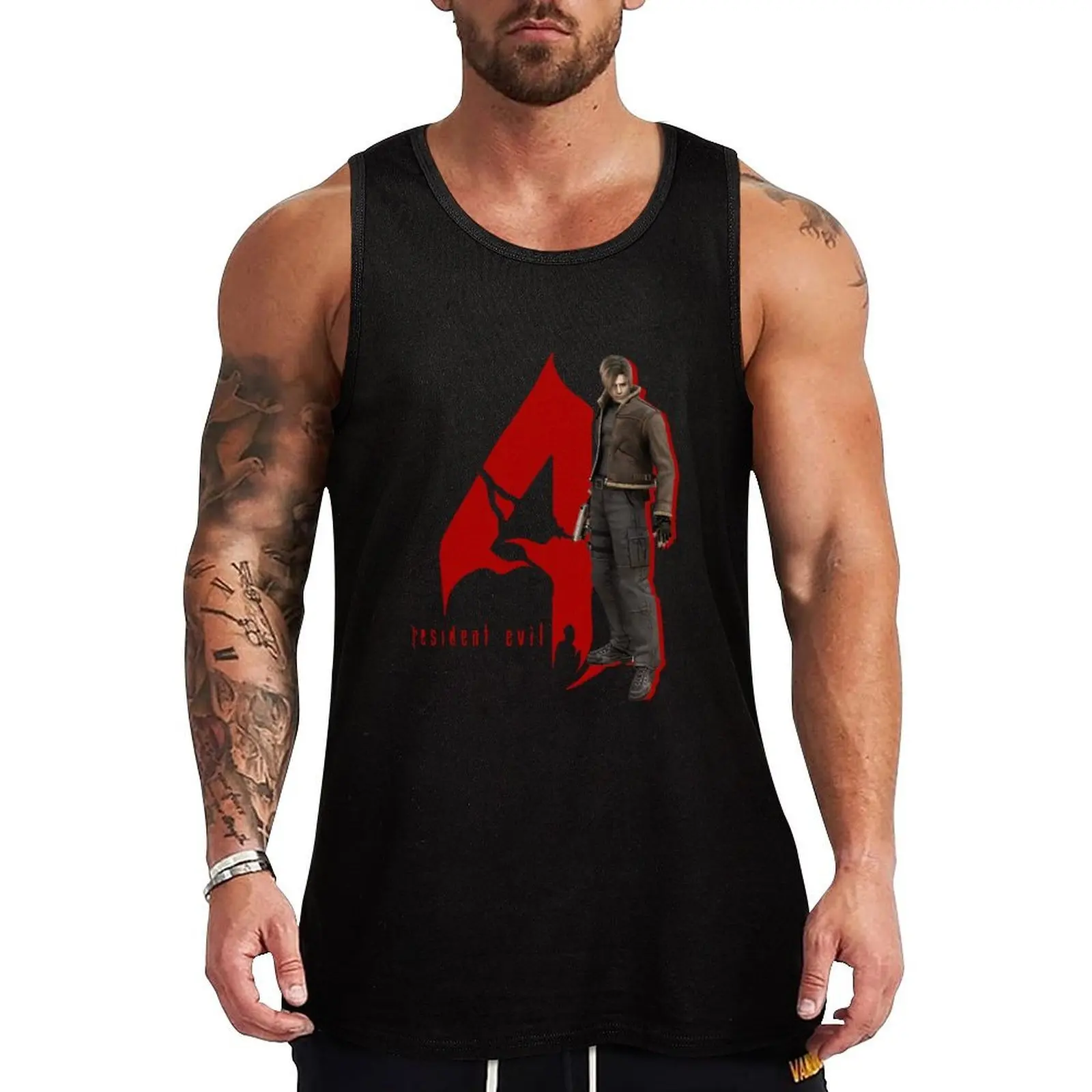 Leon & RE4 Logo Tank Top Essential Tank Top Cotton Casual Sleeveless Undershirt