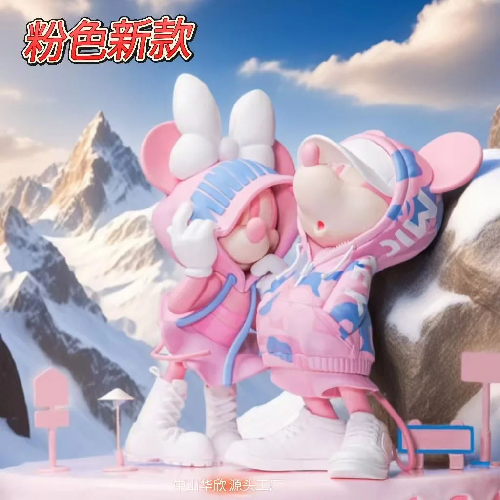 Sudadera con capucha de Mickey Minnie de Disney, figura de Anime de Pvc, juguete decorativo coleccionable de moda, adorno de escritorio, regalo para niños, caja ciega