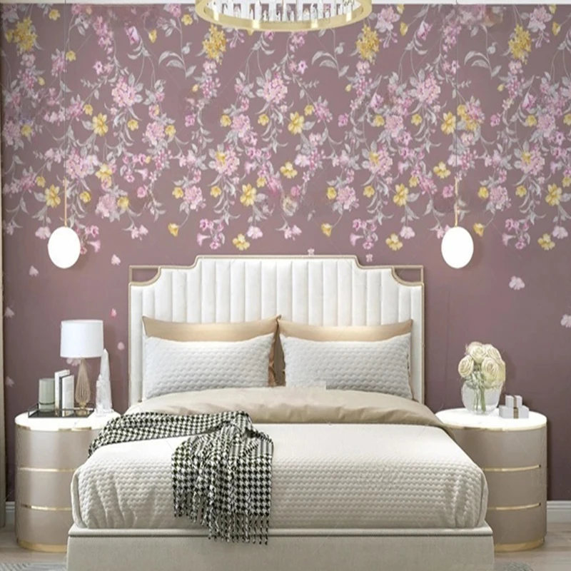 MU8673 Mural Wallpaper Nordic Leaf With Feathery Lines Oil Painting Flower Pattern Home Decor Wall Photo Papel De Parede 3D