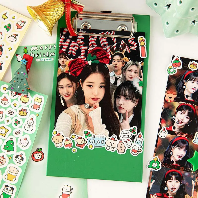 1Sheet Merry Christmas Cartoon Girls Stickers Decoration Kpop Idol Photocar DIY Album Frame Cute Deco Sticker Kawaii Scrapbook