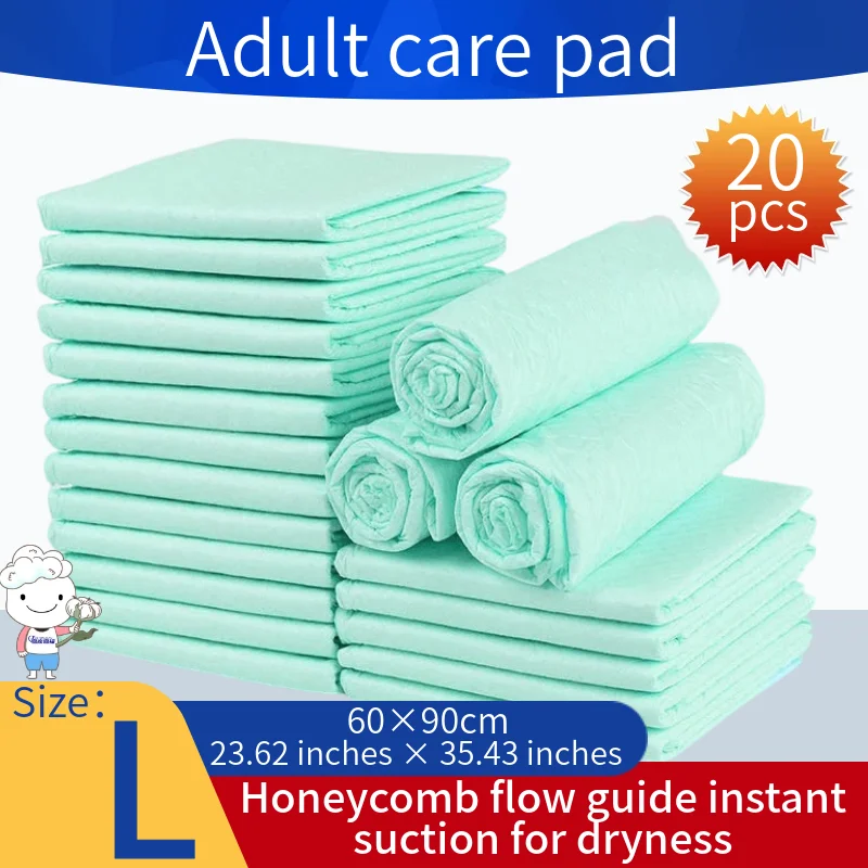 وسادات سفلية للبالغين، 20 قطعة، مقاومة للتسرب على شكل قرص العسل مقاس 60 × 90 سم، وسادات سلس البول للاستعمال مرة واحدة لرعاية المسنين