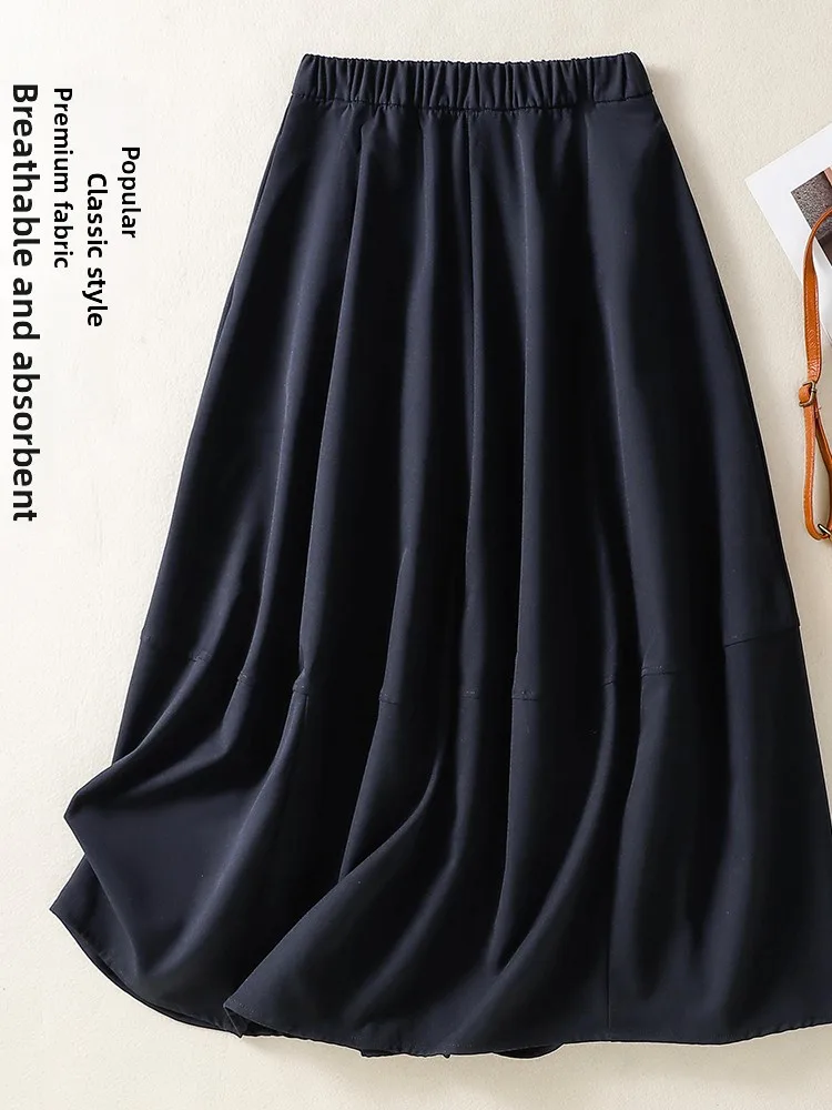 

plus Size Midi Skirt Women's Summer Slimming High Waist A-Line Skirt Casual Style Shape Body Type Comfortable Fit