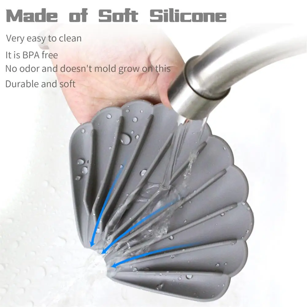 Silicone Soap Dishes Anti-slip Shell Shape Soap Storage Holder Soapbox Plate Tray Portable Soap Dishes Bathroom Supplies