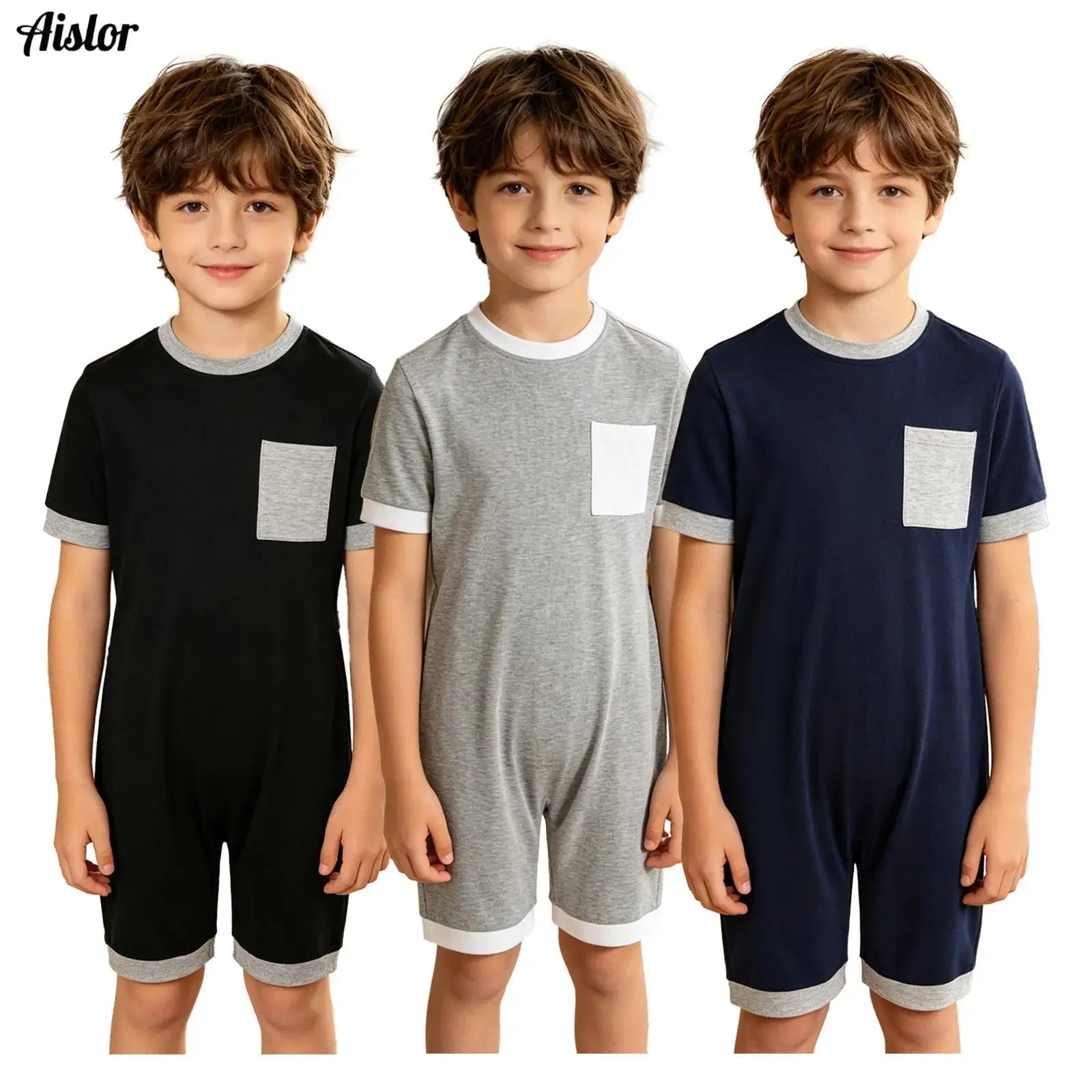 3pcs Boys Girls Special Needs Adaptive Clothing Children Cotton Back Zipper Anti-Strip Bodysuit Daily Wear Sleepwear Homewear