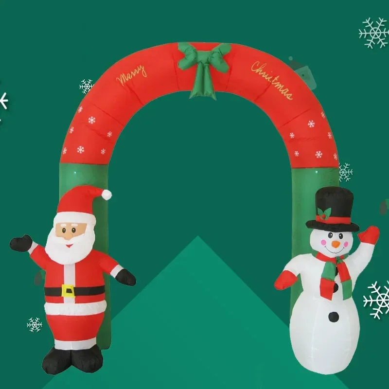 2.4m Inflatable Christmas Arch With Led Light Blower Inflatable Santa Claus Snowman Outdoors Christmas Decorations Yard Garden
