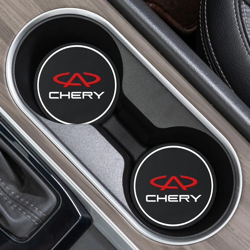 2Pcs Car Coaster Water Cup Bottle Holder Anti-slip Pad Mat Silica Gel For Chery Tiggo 2 3 4 5 6 7 8 3X 5X Pro T11 5X Glx 7