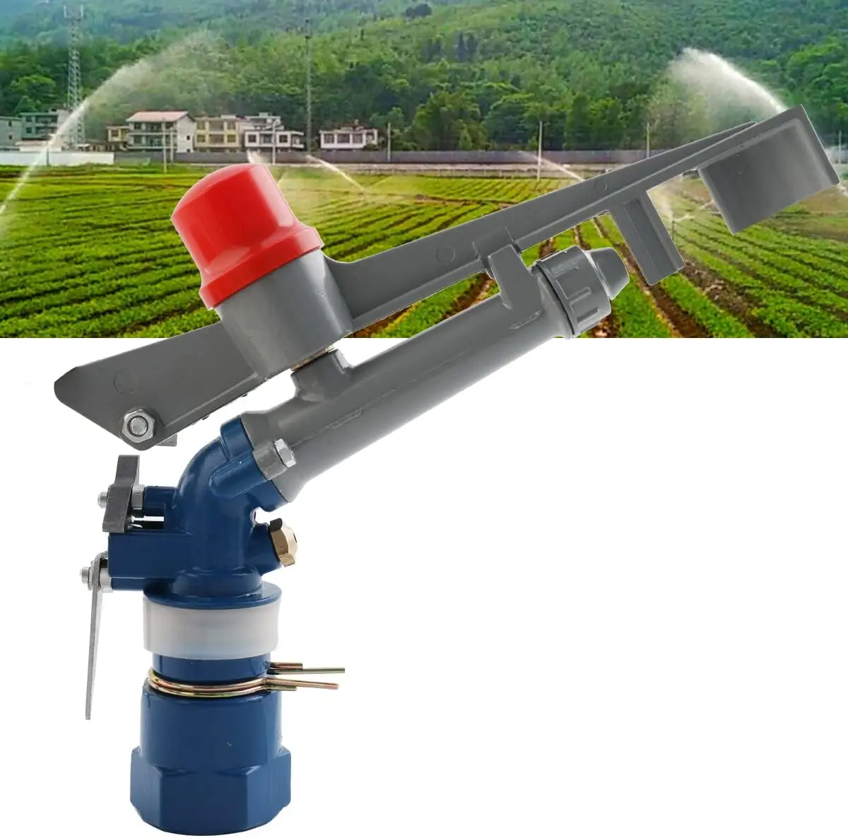 

1'' Agriculture Irrigation Spray Gun Sprinkler Large-Area Irrigation Spray Gun Garden Farm Watering Sprinkler 360° Adjustable Wa