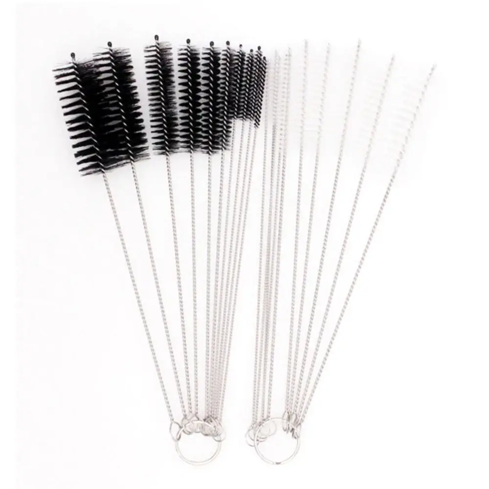 10Pcs/Set High Quality Straw Cleaning Brush Soft Hair Stainless Steel Brush Long Handle Drinking Straw Cleaner Cleaning Brushes