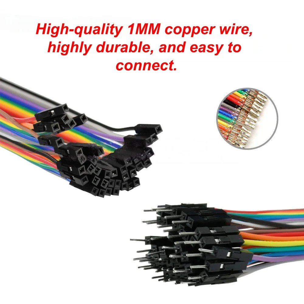 40P Dupont Line 10/15/20/30/40CM Male to Male + Male to Female + Female to Female Jumper Wire Dupont Cable for DIY Kit