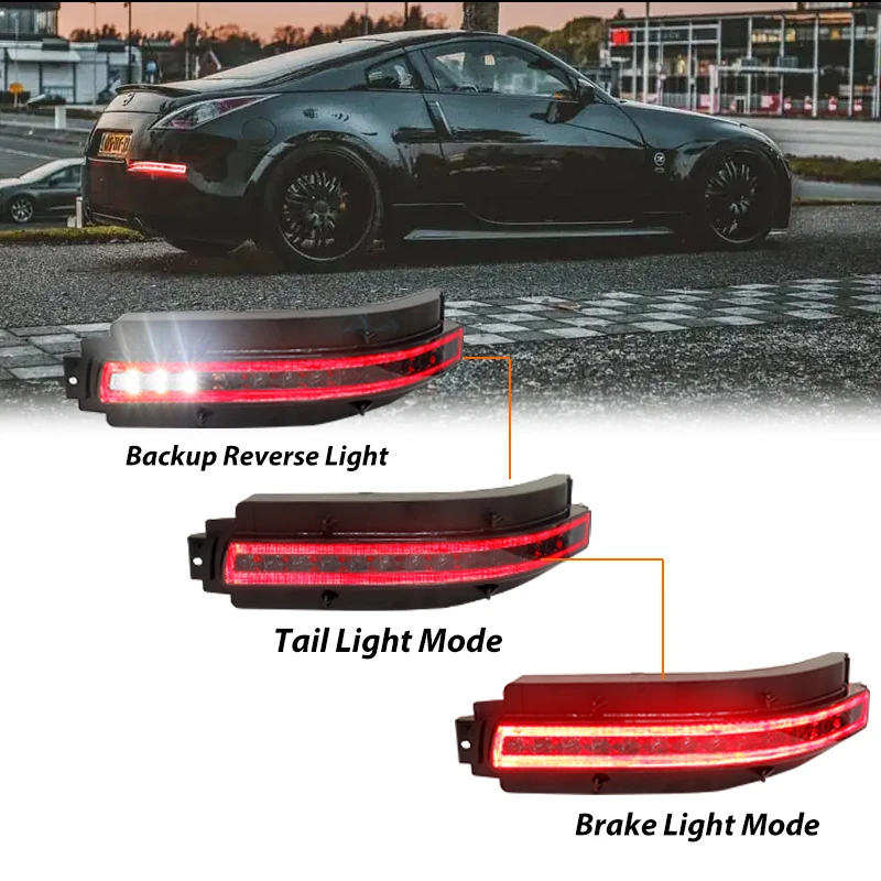 Para 2003-2009 nissan 350z/z33 branco âmbar vermelho led 4-em-1 luz de nevoeiro traseira luz de backup luz traseira de freio luz de sinal de volta dinâmica