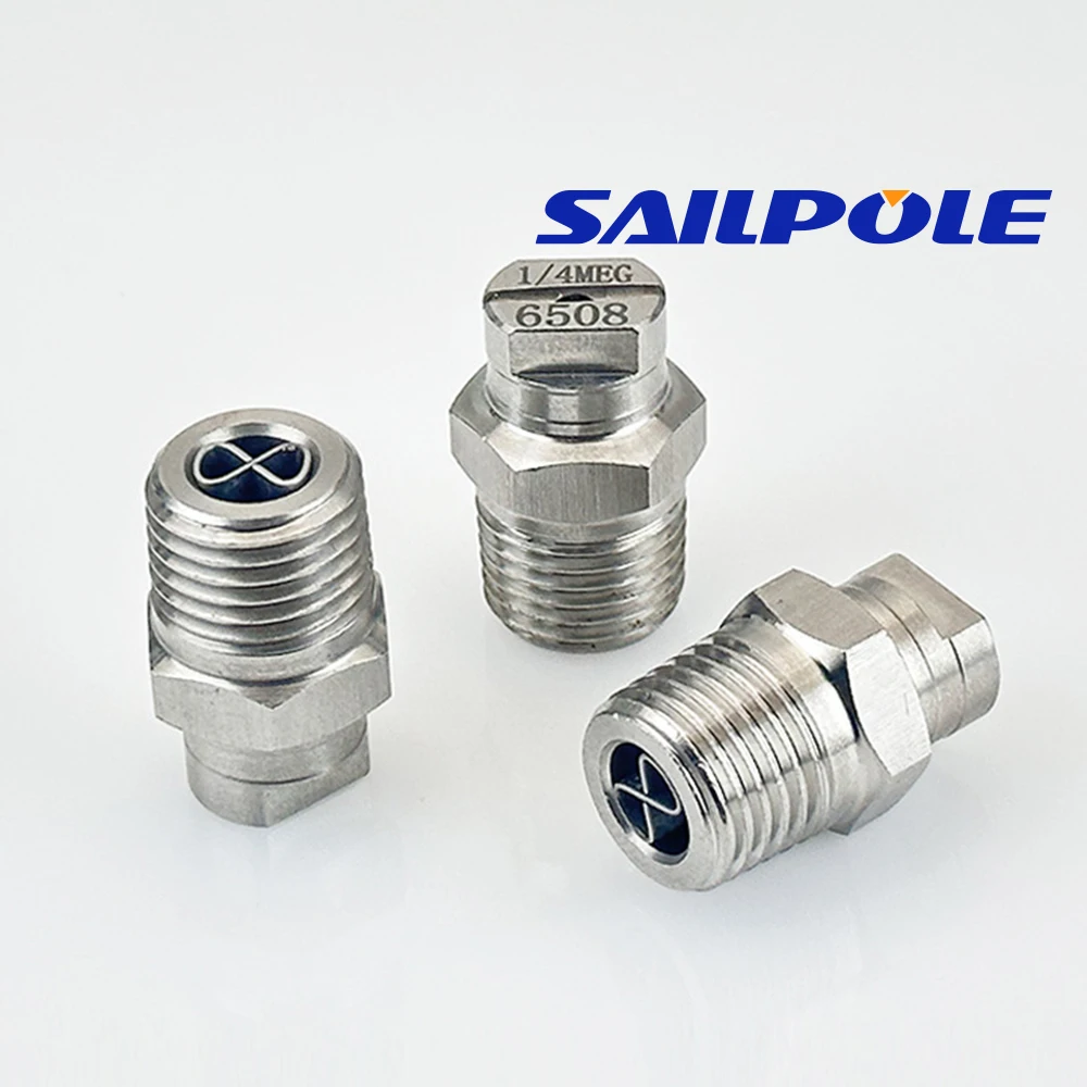 0.91 1.1 1.3 1.4 1.8 2.0mm Hole 1/4' MEG Stainless Steel High Pressure Nozzle 0-65° Adjustable Fan Spray Washing