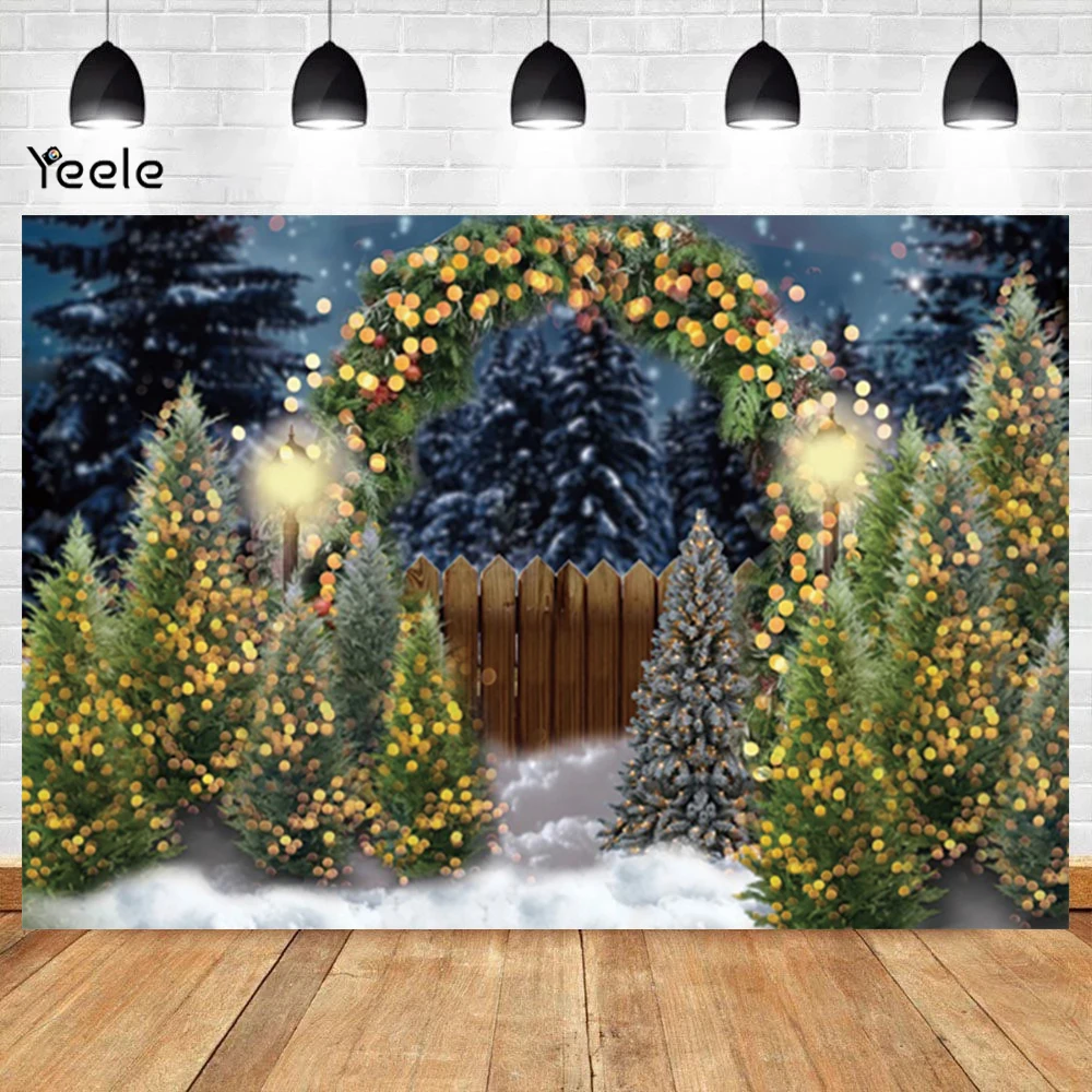 Christmas Background Photography 2024 Forest Snow Lights Christmas Tree Children Home Party Backdrop Decor Photographer Props