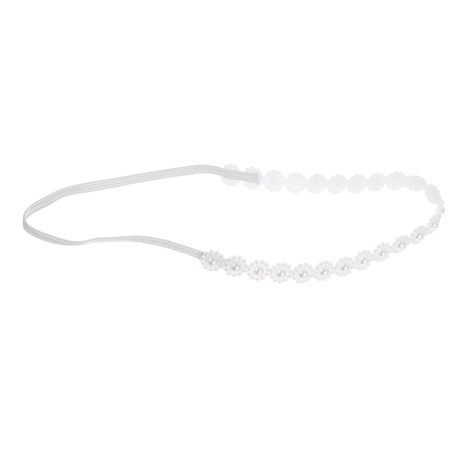 Newborn Photography Headband Ivory Pearl Beaded Baby Girl Hairband Lightweight Comfortable Elastic Fit for Milestone Photoshoots