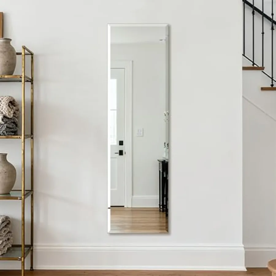 

Frameless Full Length Mirror for Wall 48x14 Inch Bathroom Vanity Mirror Farmhouse Large Rectangle Mirror with Beveled Edge Temp