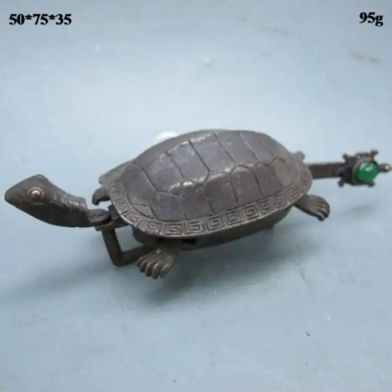 

Rare Chinese Old Style Brass Carved Turtle Shape Lock and Key Statue