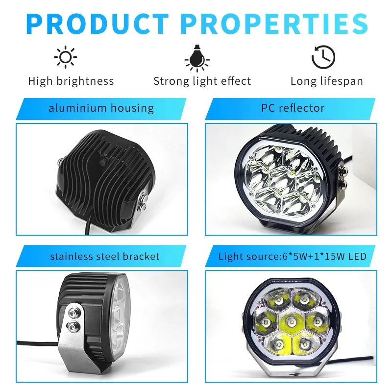 Universal Waterproof 12v White Yellow Amber Cover Spot Ditch Lamp 5 Inch Fog Drive Off Road Bar Led Pods Light Off-road - view 4