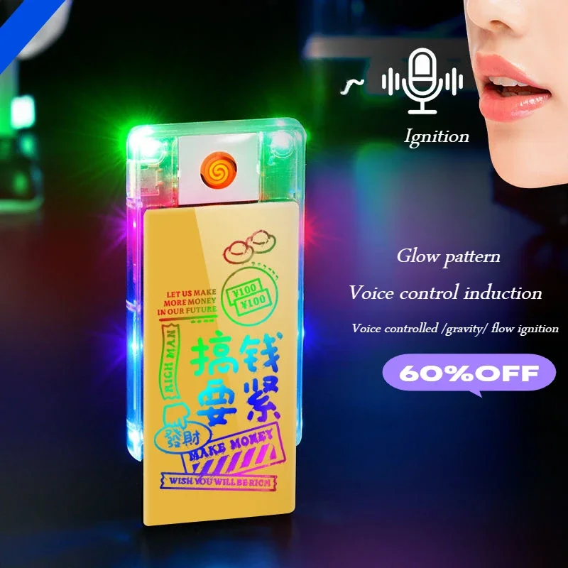 2025 Double-sided Smart Voice-activated Lighter Luminous Windproof Ignition Tool USB Electronic Charging Heating Wire Outdoor