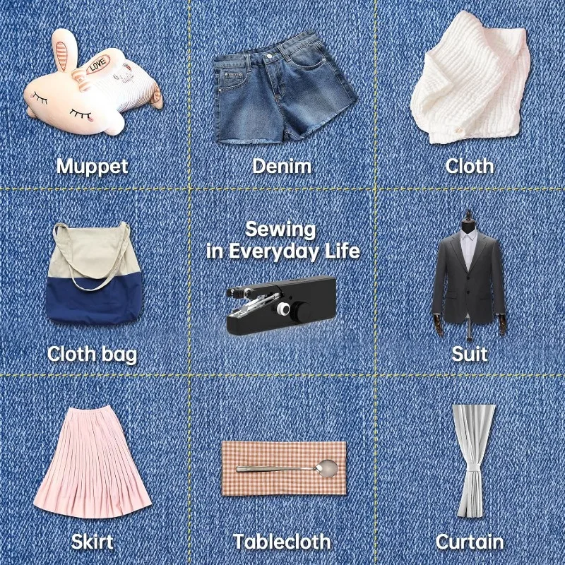 ماكينة خياطة محمولة، ماكينة خياطة صغيرة محمولة ولاسلكية للمبتدئين - خياطة كهربائية سريعة، منديل ملابس من القماش بنفسك