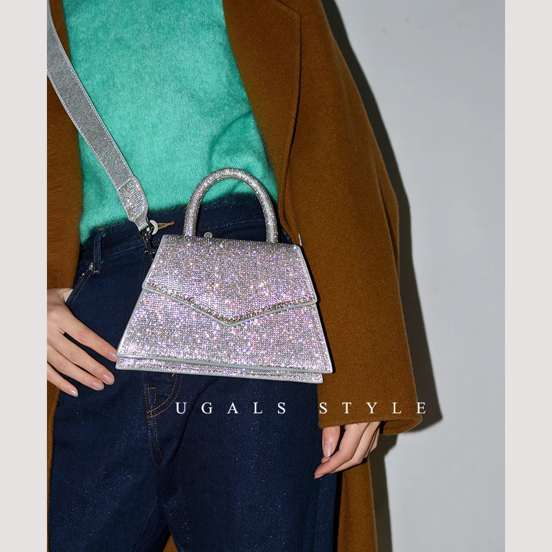 Sac à main de luxe pour femmes, pochette de soirée à paillettes et strass brillants, diamant, sac à main scintillant pour fête de mariage, sacoche à bandoulière