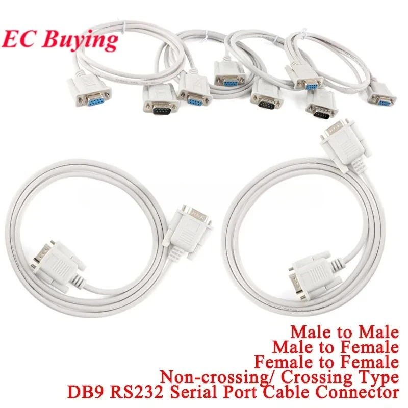 DB9 Serial Cable 9 Pin RS232 Serial Cable Male To Female to Female PC Converter Extension Line 9Pin Adapter DB9F Null Modem Wire
