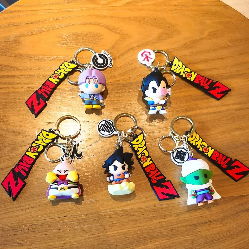 Dragon Ball Keychain Anime Figure Trunks Son Goku Piccolo Majin Buu Vegeta Keyring PVC Action Figures Model Kids Toys Gifts