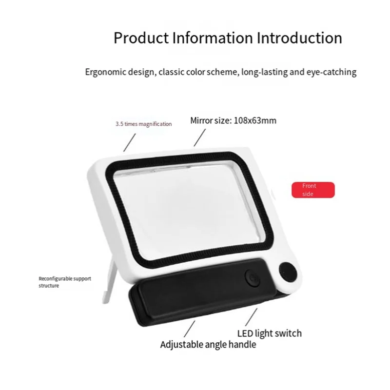 ABCA-3,5X Профессиональная ручная лупа для чтения, линза 16, светодиодная лампа для чтения, увеличительное стекло