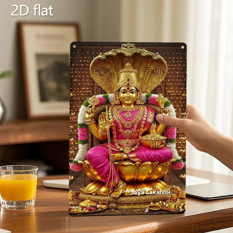 Lakshmi statue Theme Aluminum Metal Sign, Perfect for Home, Bar, Cafe, Office Decor, Festive Gift Home Decor, 2D Flat