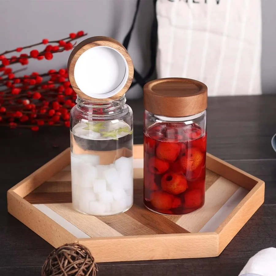 SAIOOL مع غطاء برغي 2 وحدات برطمانات المطبخ 580ML2 علب تخزين المواد الغذائية برطمانات توابل شفافة للتخمير أو ديكورات ذاتية الصنع و