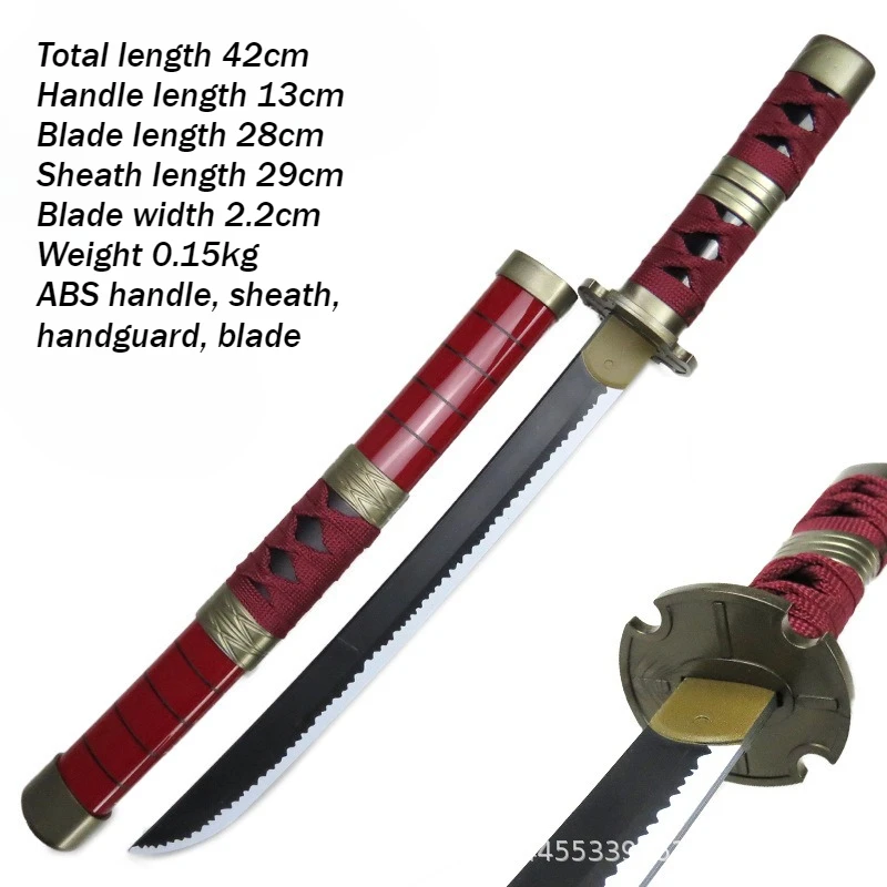 42cm Zoro Three Knives Yama ABS Sword COSpaly Prop Wado Ichimonji Katana Abs Meterial Outdoor Training Short Sword Toys Boys