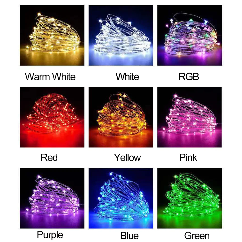 6 Stuks 5M Koperen Draad Led Lichtslingers Batterij Werkende Vakantie Verlichting Fairy Garland Voor Kerst Bruiloftsfeest Decor Navidad