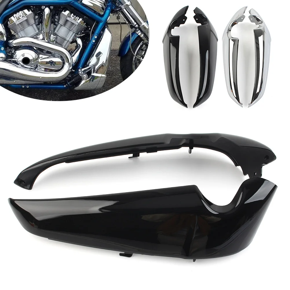 1 Pair Motorcycle ABS Radiator Side Covers Shrouds Protector For Harley Davidson V Rod VROD VRSC 2001-2023 Chrome/Gloss Black