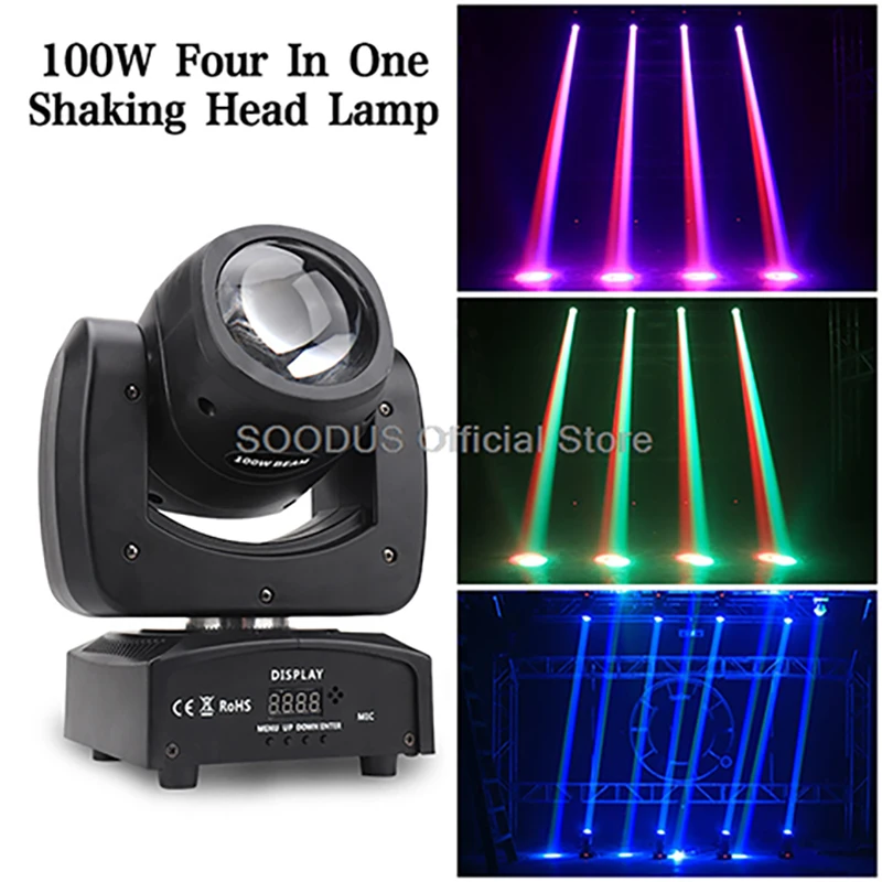 

Dj Light 100W RGBW LED Moving Head Lights Stage Effect Lights DMX512 Strobe For DJ Wedding Party NightClub Bar Show Disco Bar