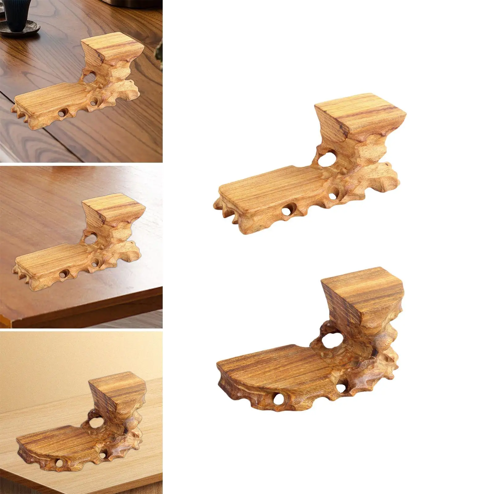 Retro Wooden Base Creative Solid Wood Clay Pot Stand Ornaments Display Stand