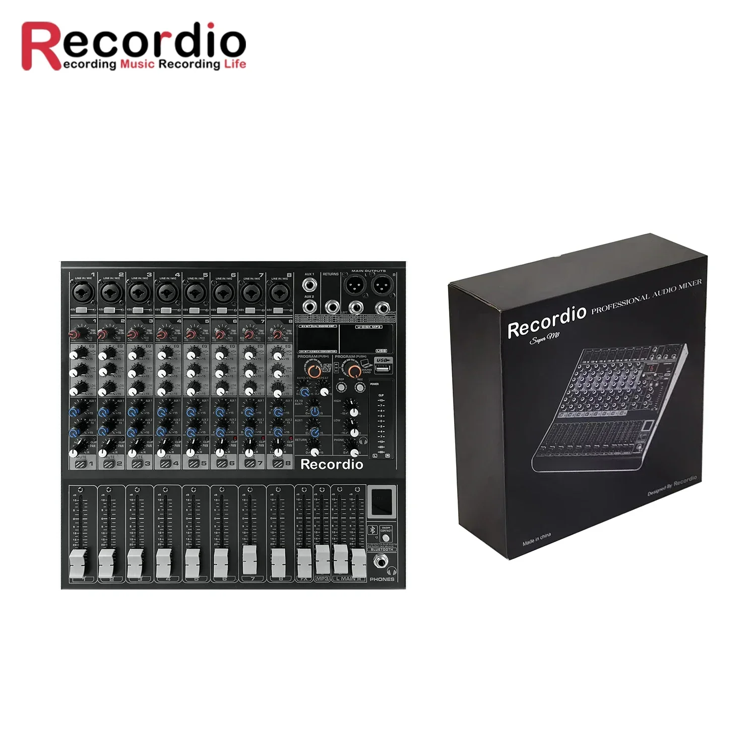 Hot Sale GAX-M8 Professional 8 Tracks Sound Card Studio Mixer Made In China
