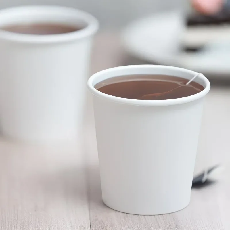 50/100PCS White Paper Cups Juice Milk Coffee Disposable Hot Cold Drinking Paper Cups Weddings Birthdays Picnics Packing