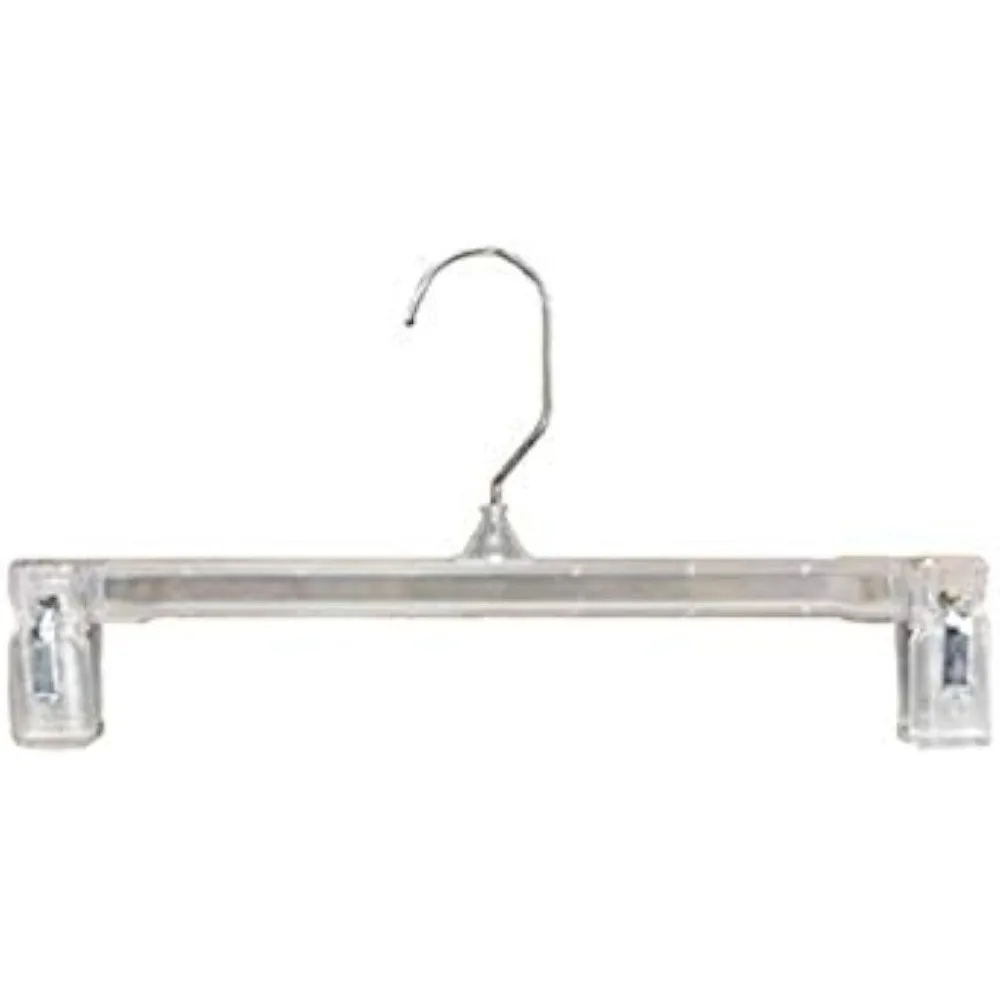 

Plastic Skirt/Pant Hanger With Pinch Grips 12" Clothes Racks Metal Swivel Hook Clear (Pack of 200)freight Free