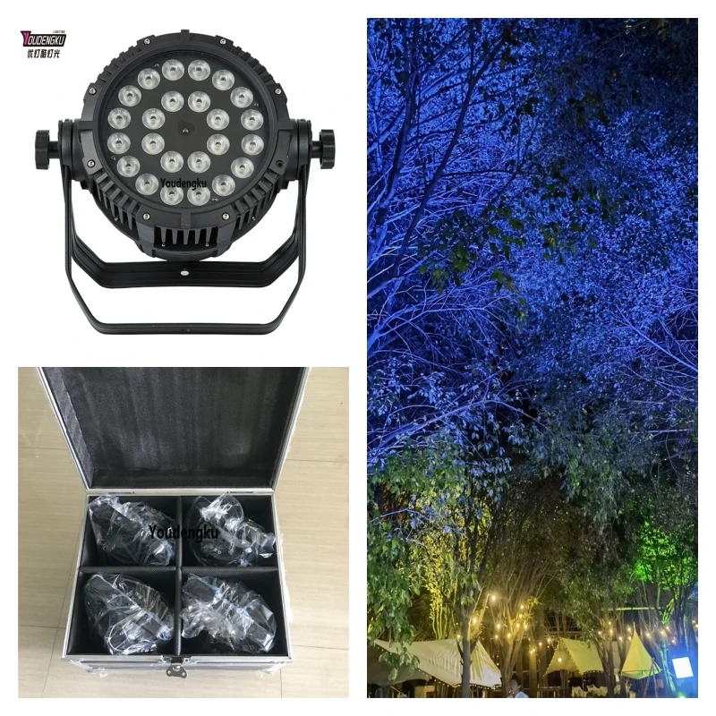 4 pieces with flightcase 24x18W rgbwa uv 6in1 led par light ip65 led par light outdoor waterproof stage dj equipment