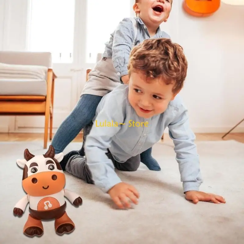 

Y4QA Cow Pet Toy for Kid Interactive Electronic Calf Swing Dancing Cow