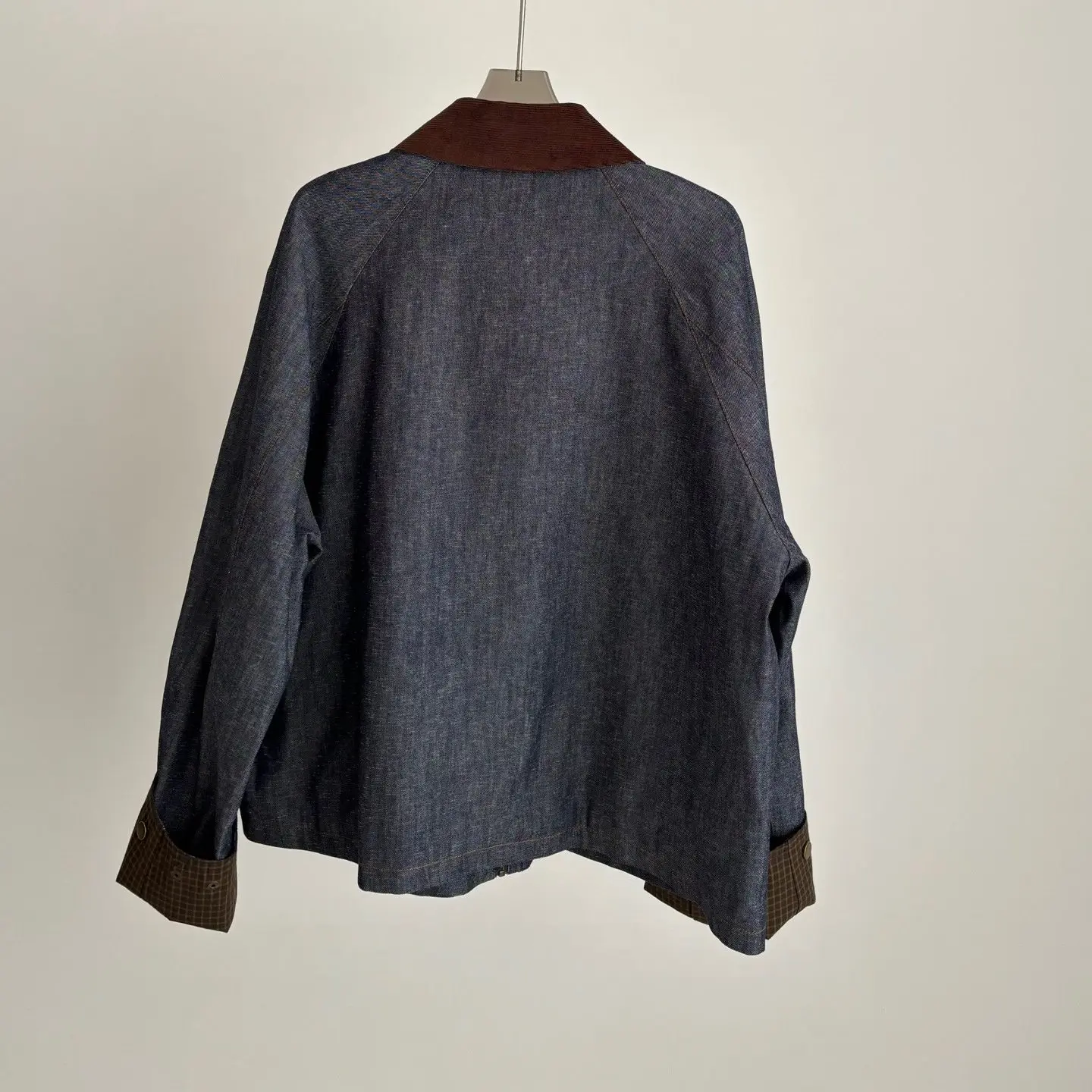 2026 Summer New Fashion Corduroy Lapel Spliced Denim Jacket Loose Casual Women Coat
