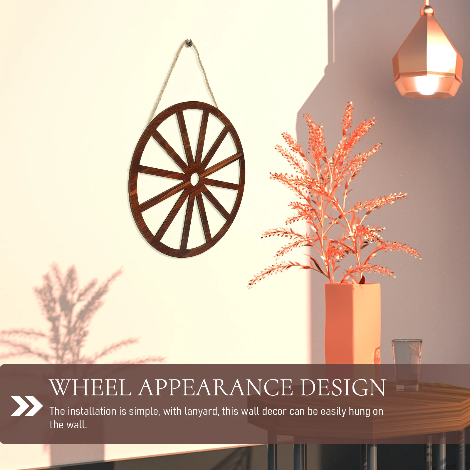 

2pcs Wooden Wagon Wheel Decor Vintage Wood Wall Art Rustic Home Garden Decoration Wall Hanging Wood Ornament Wooden